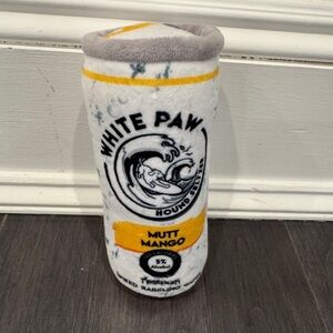 NWOT White Paw Claw Mutt Mango Dog Pet Toy Seltzer- Yellow and Gray